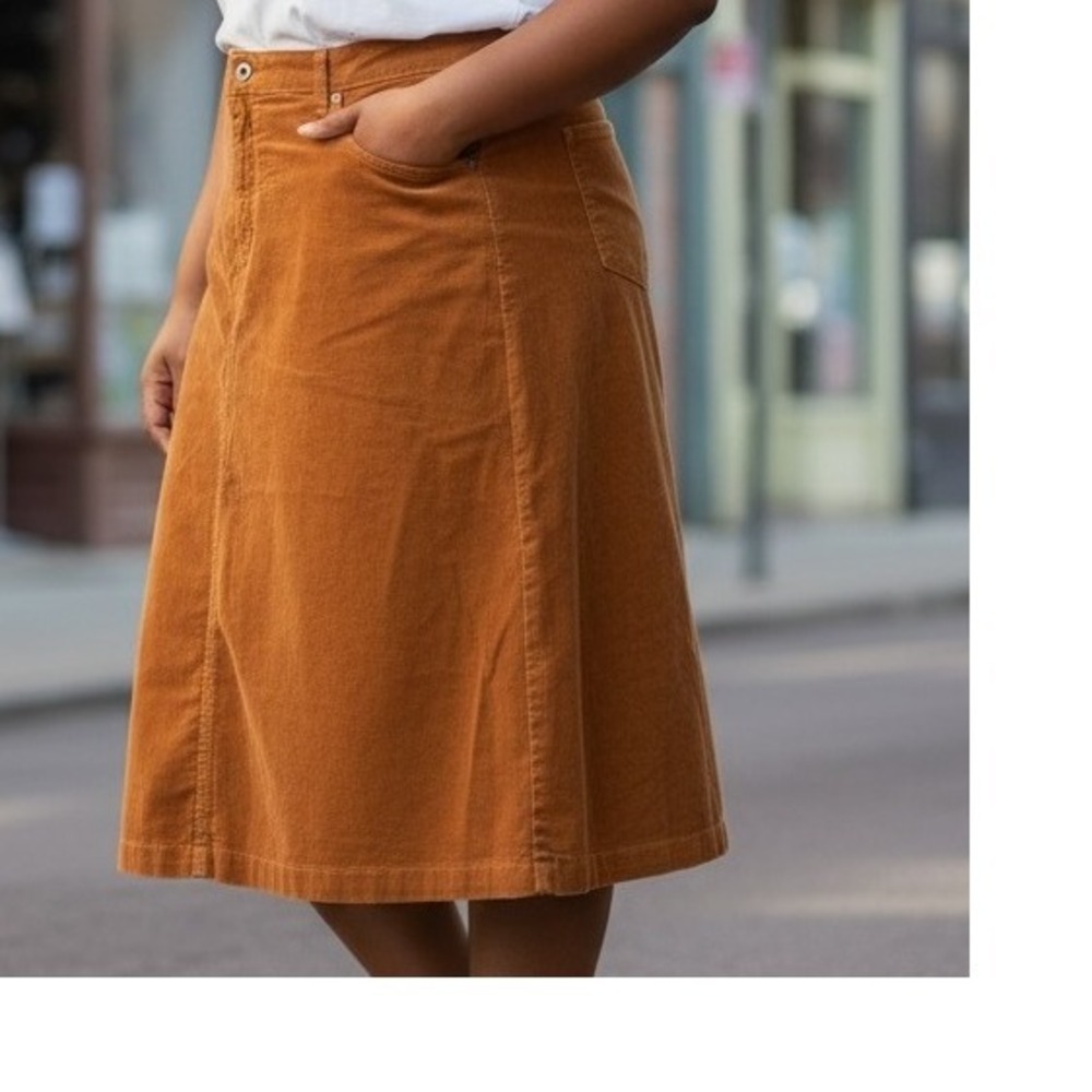 St Johns Bay Women's Corduroy Skirt Orange Roasted Pecan‎ Size 22W A-Line NWT